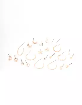 Rose Gold Celestial Heart Earring 12-Pack