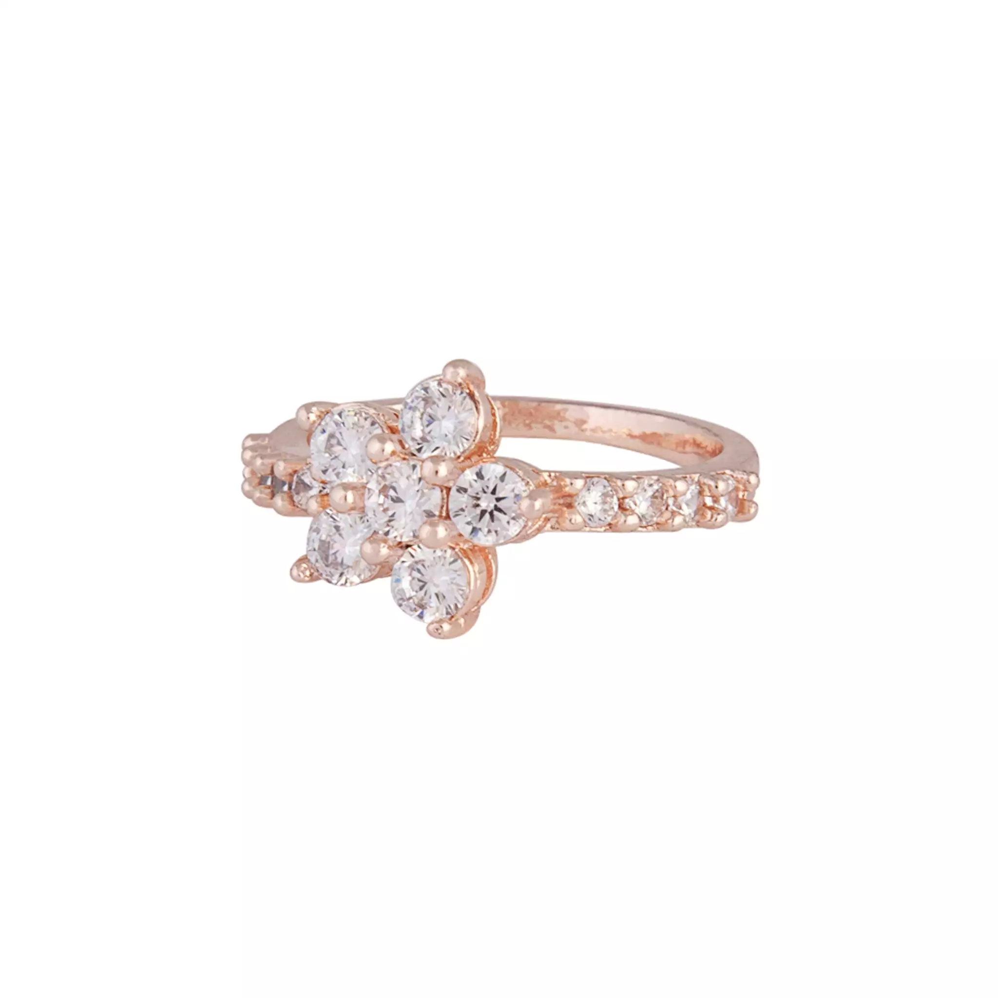 Rose Gold Cubic Zirconia Flower Ring