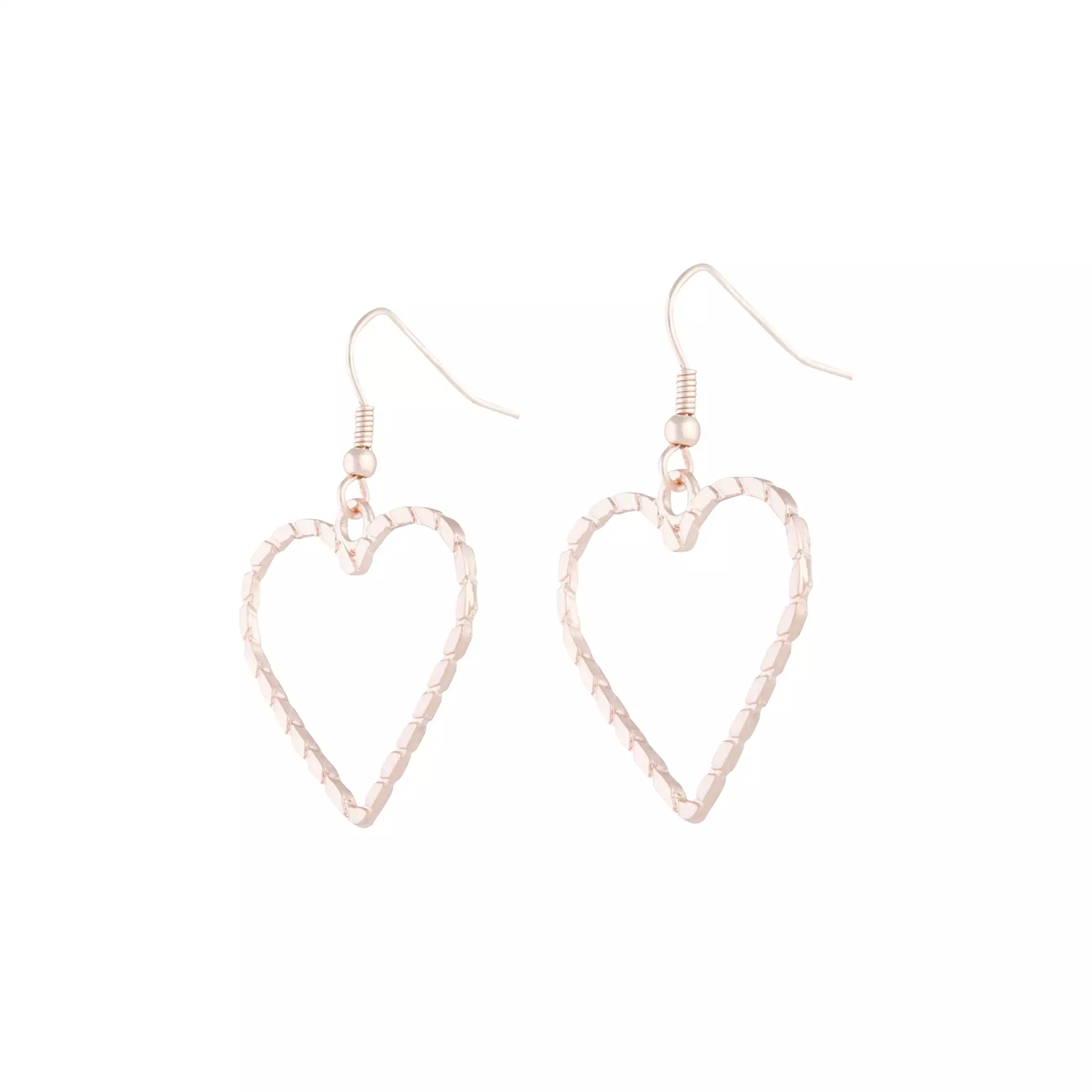 Rose Gold Rope Look Heart Drop Earring