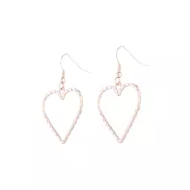 Rose Gold Rope Look Heart Drop Earring