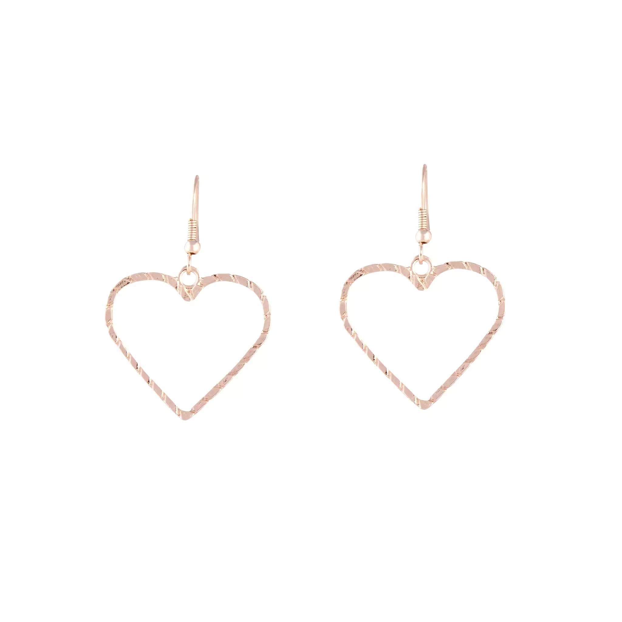 Rose Gold Rope Look Heart Drop Earring