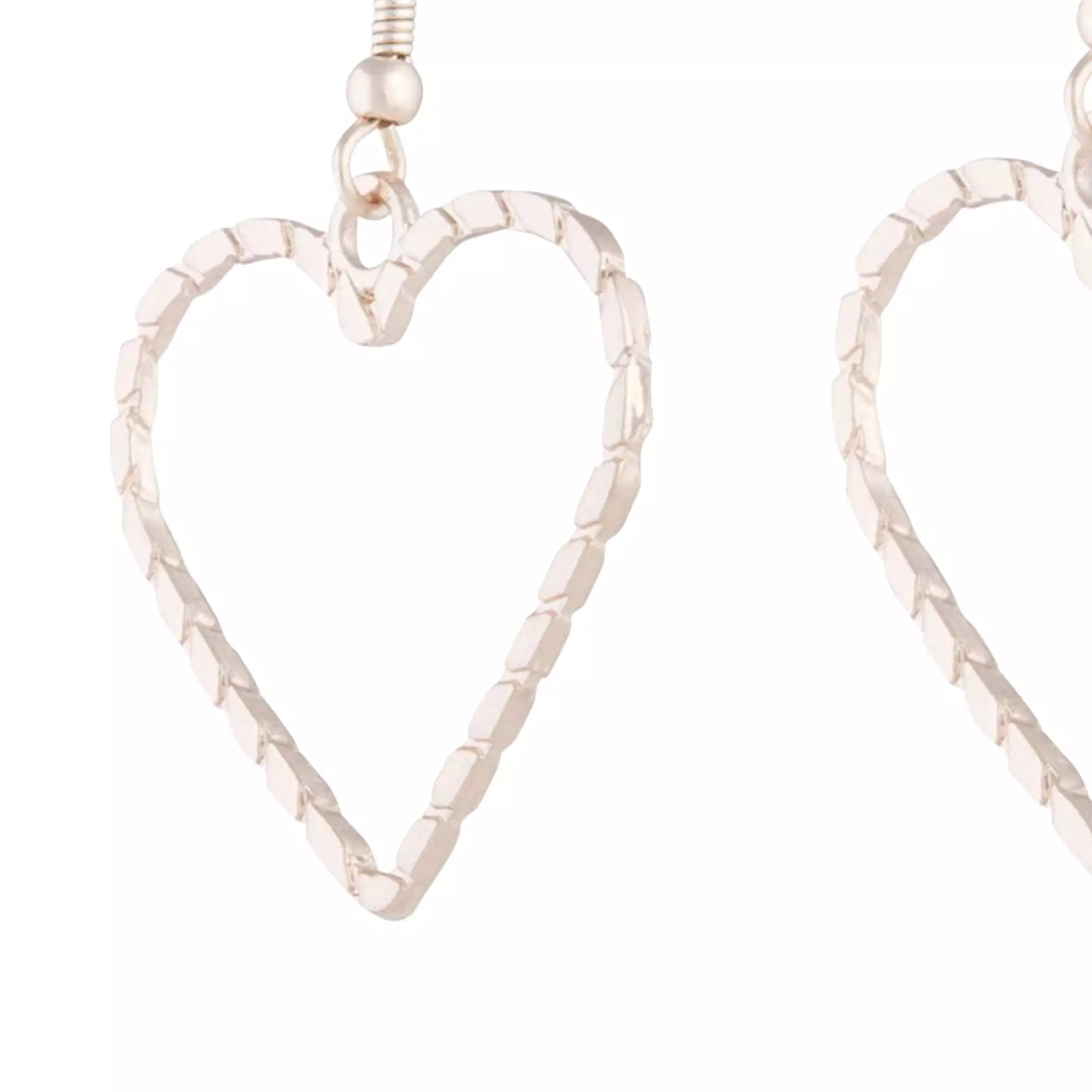 Rose Gold Rope Look Heart Drop Earring