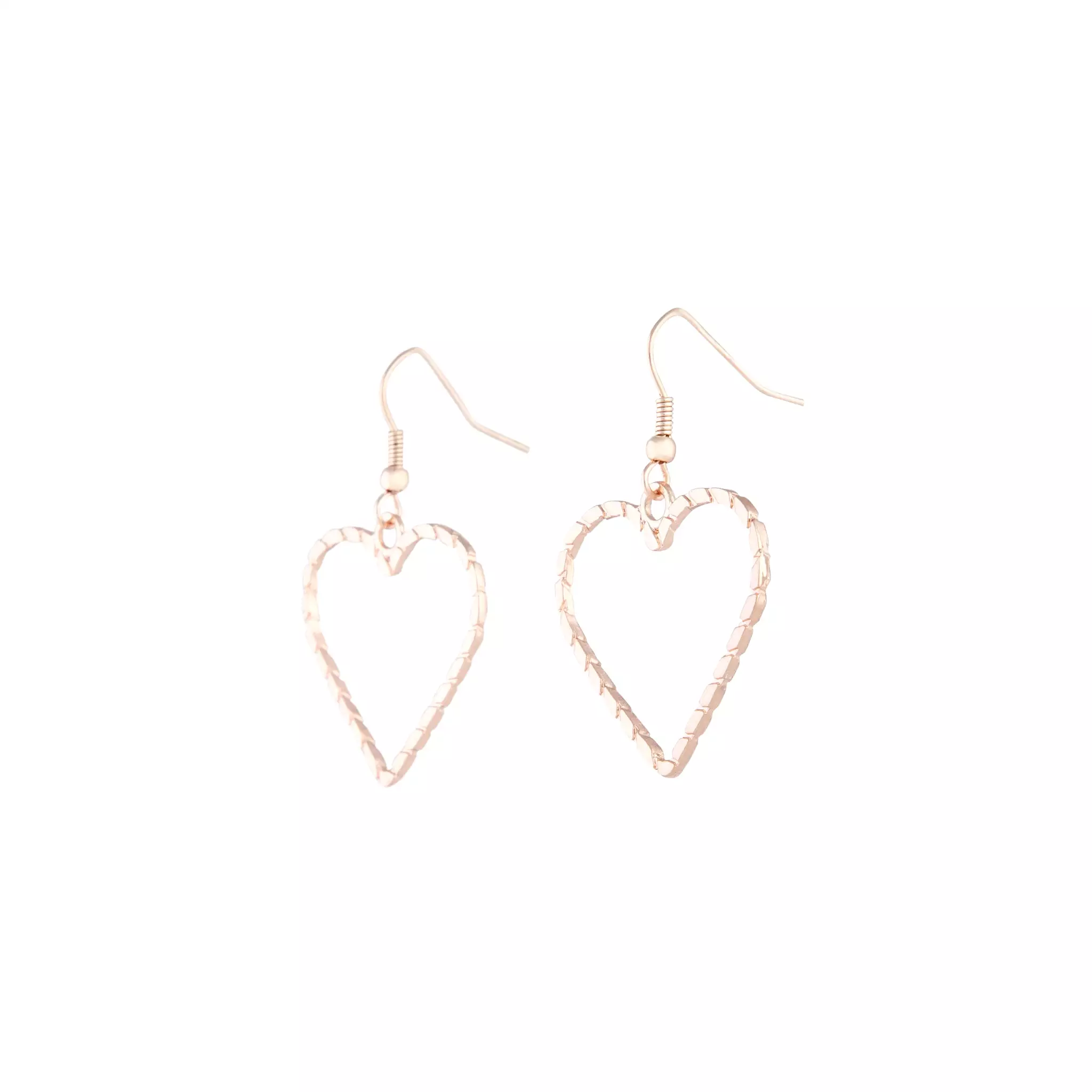 Rose Gold Rope Look Heart Drop Earring