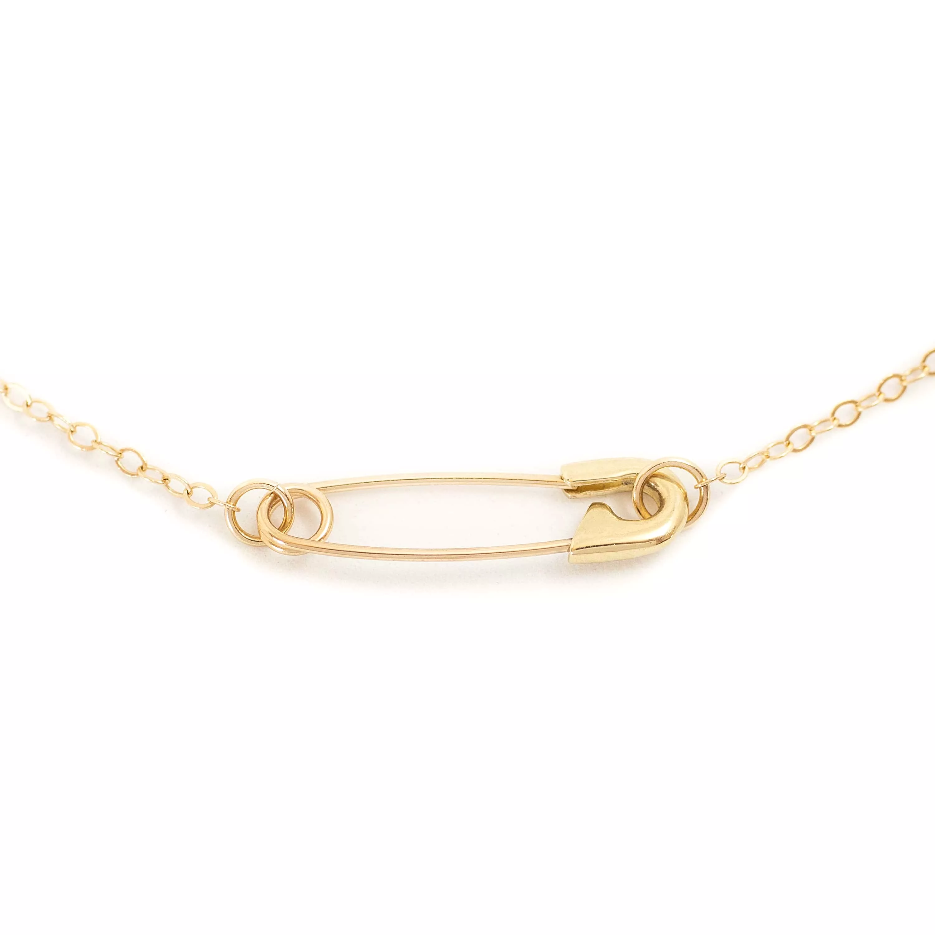 Safety Pin Necklace - 14k Yellow Gold