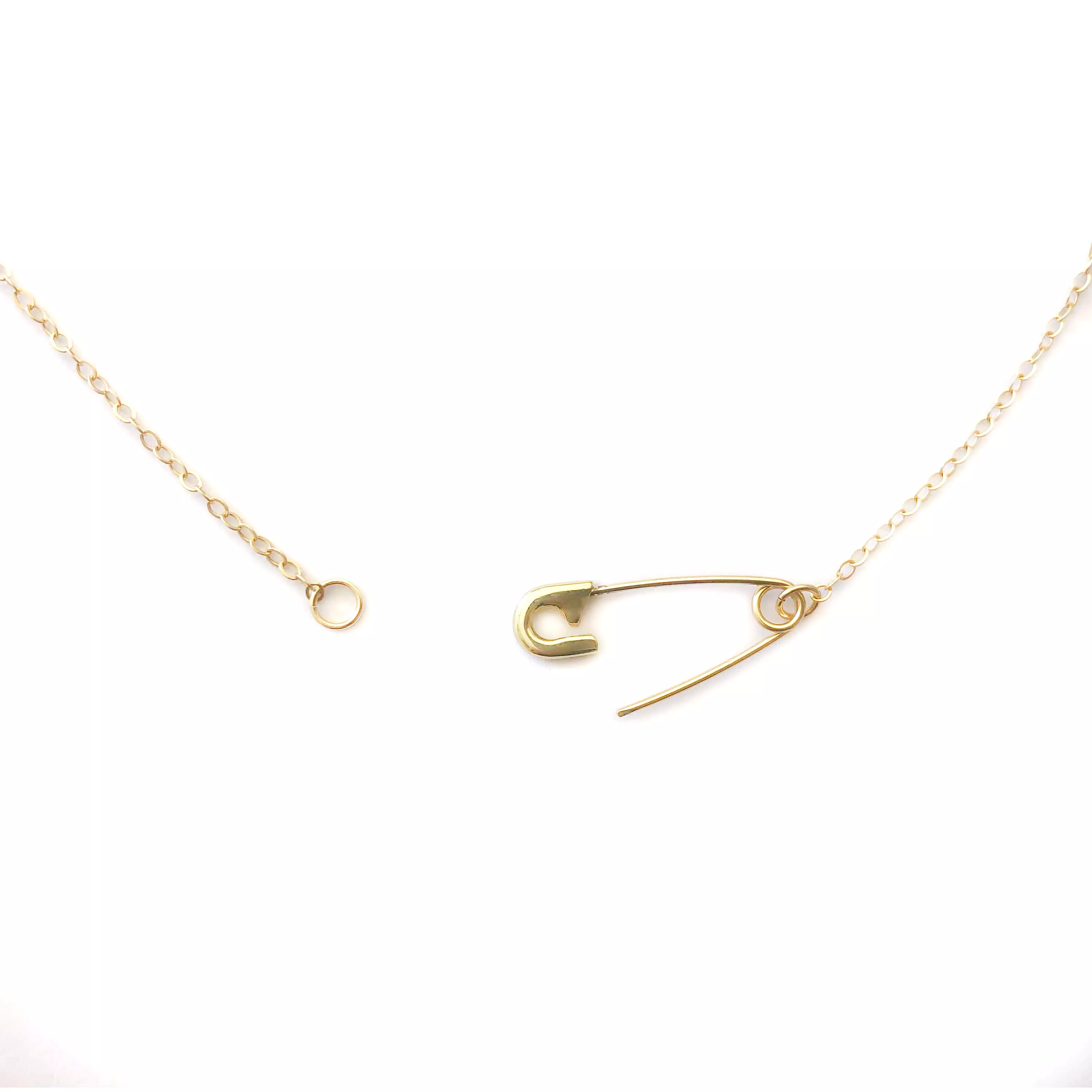 Safety Pin Necklace - 14k Yellow Gold