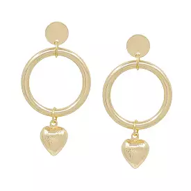 Satin Heart Drop Round Casting Post Earring