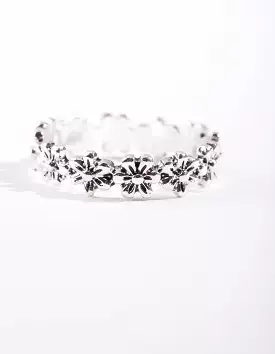 Silver Continuous Flower Ring