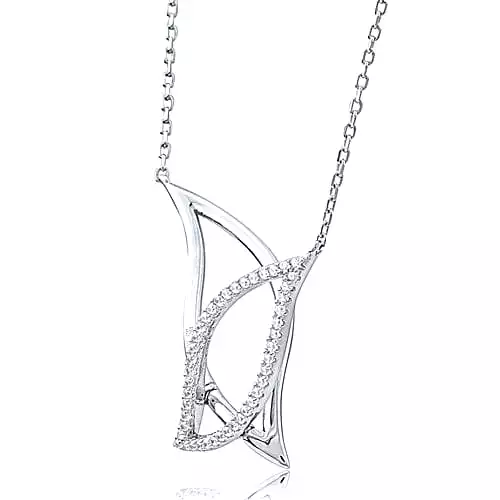 Silver Double Leaf Necklace - NTZ159