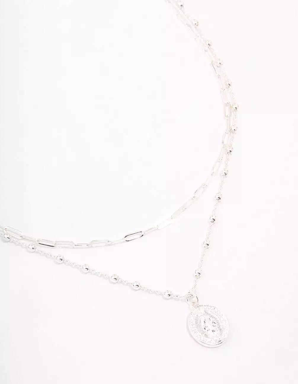 Silver Plated Coin Station Layered Necklace