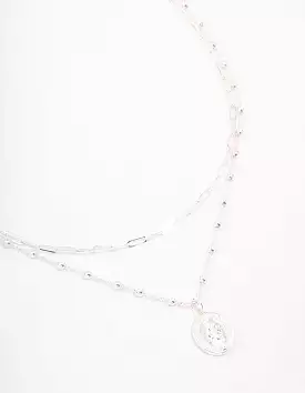 Silver Plated Coin Station Layered Necklace