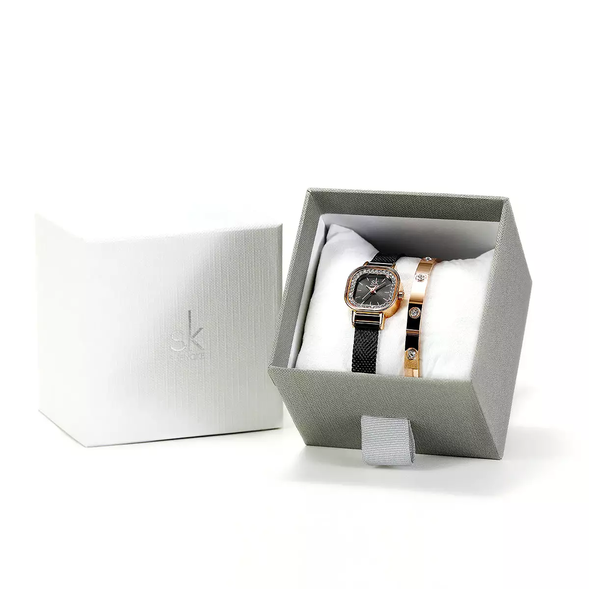 SK Watch and Bracelet Set For Lady