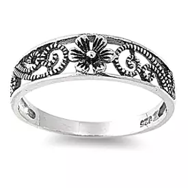 Sterling Silver Antique Flower Ring