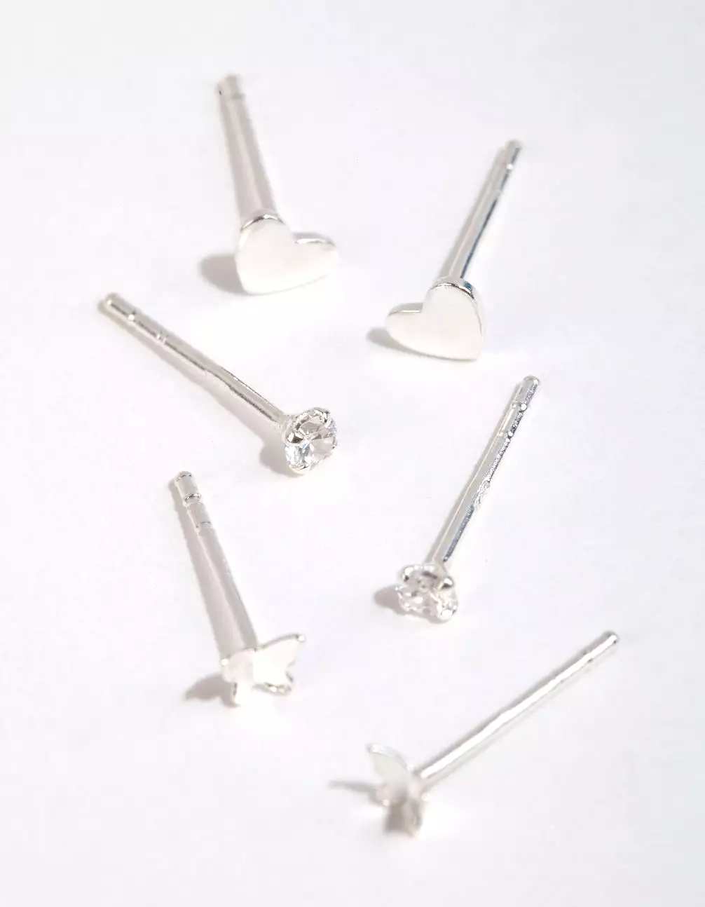 Sterling Silver Heart & Butterfly Stud Earring Pack