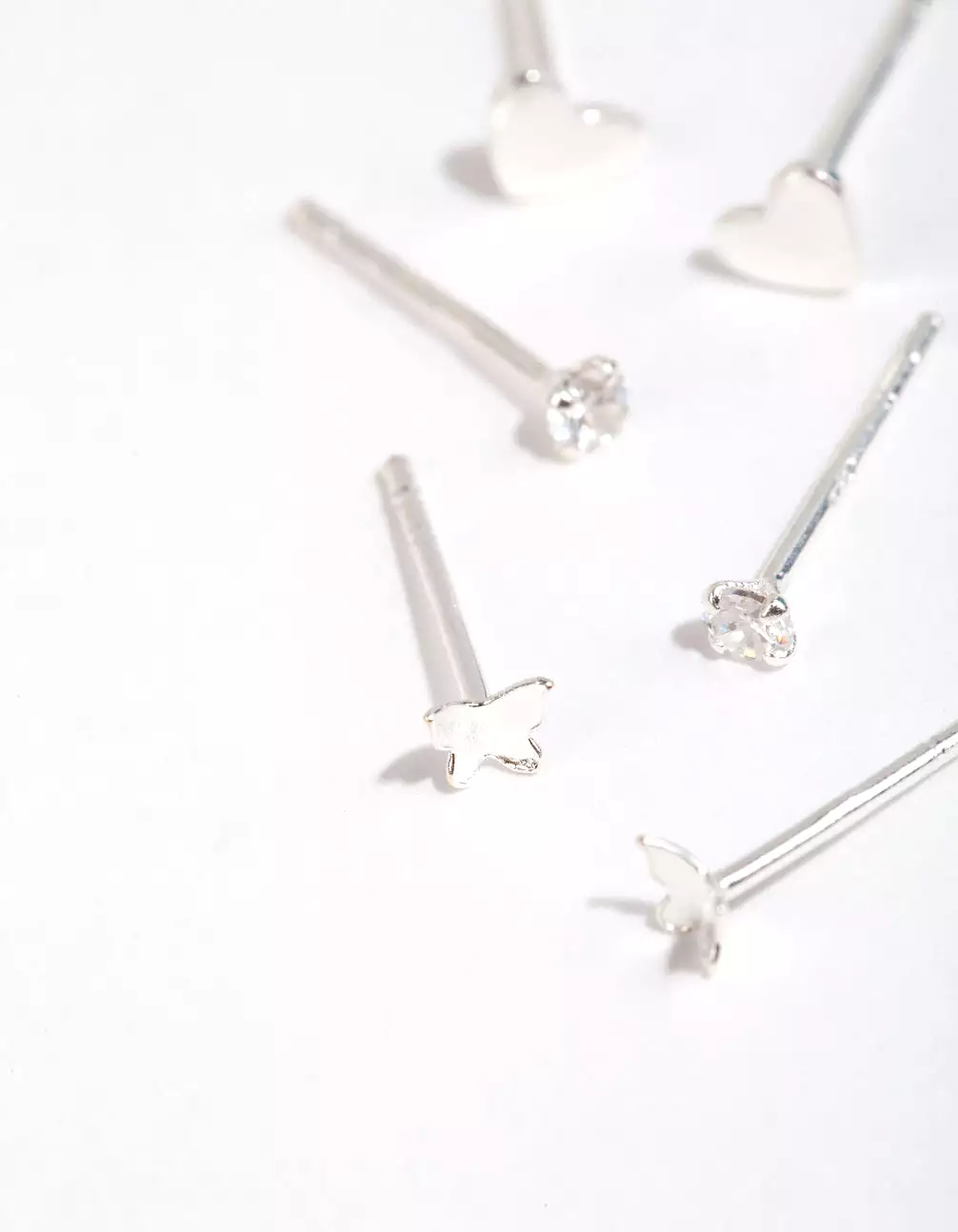 Sterling Silver Heart & Butterfly Stud Earring Pack