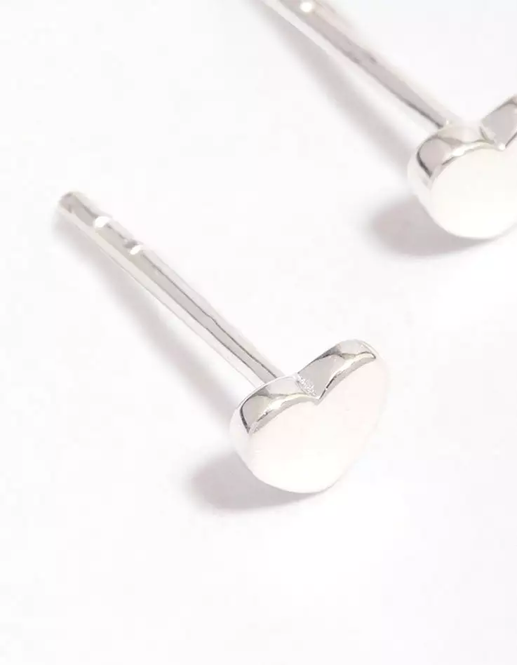 Sterling Silver Heart Stud Earrings