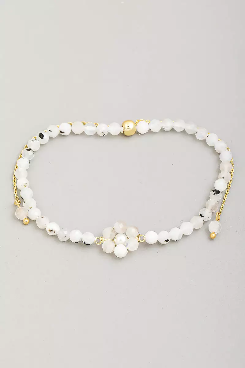 Stone Beaded Flower Bracelet