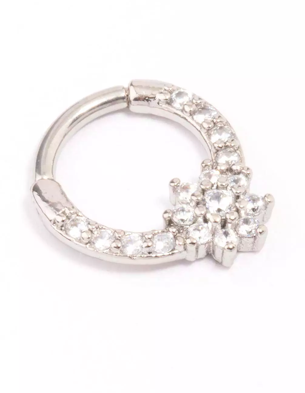 Surgical Steel Cubic Zirconia Flower Clicker Ring