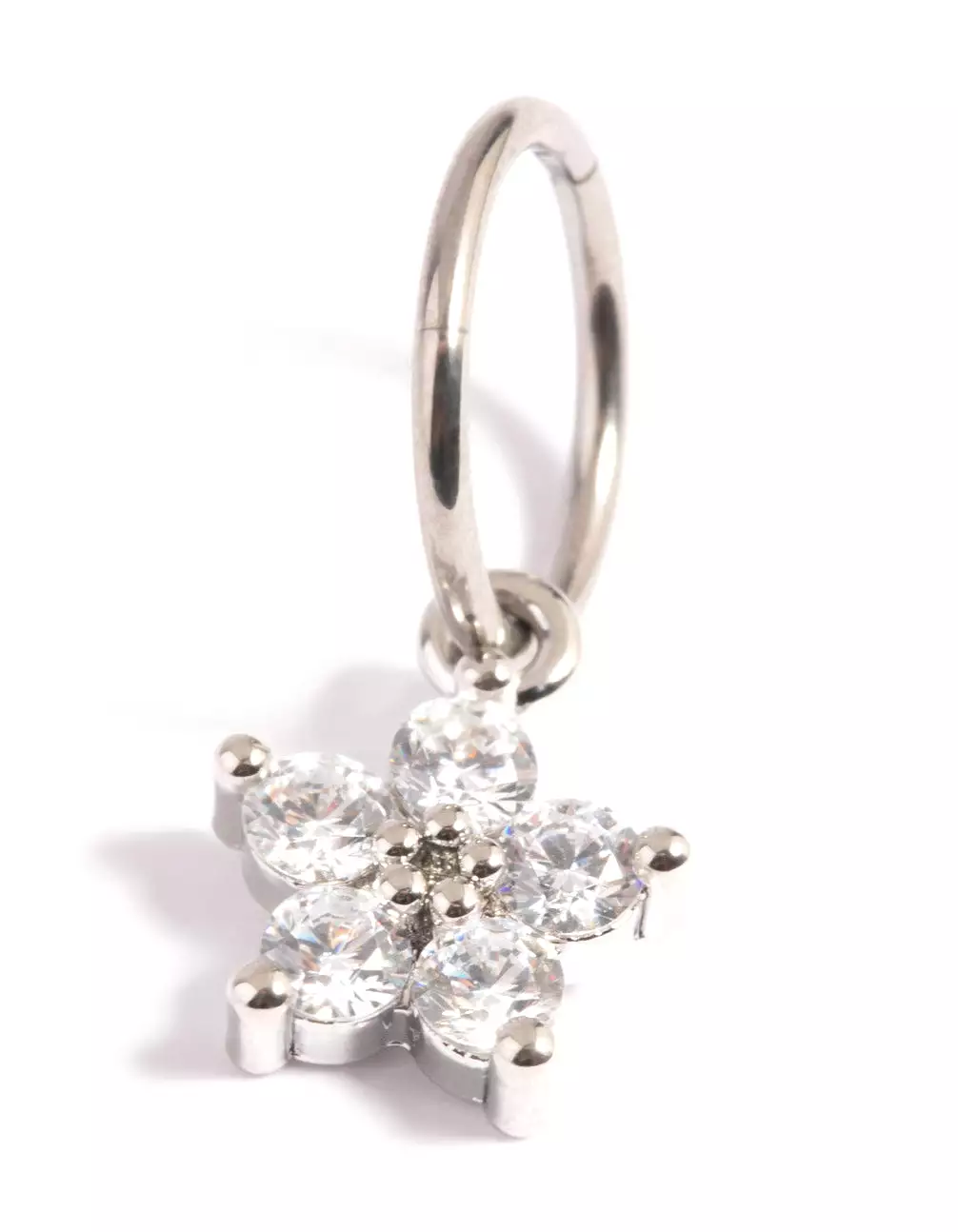 Titanium Cubic Zirconia Flower Clicker Ring