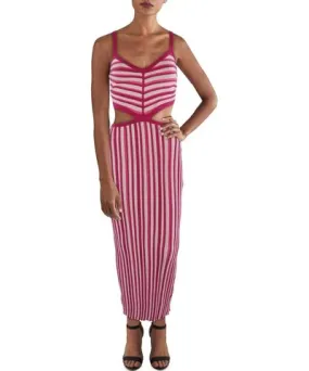 Torn By Ronny Kobo Artemis Womens Striped Cut-Out Bodycon Dress