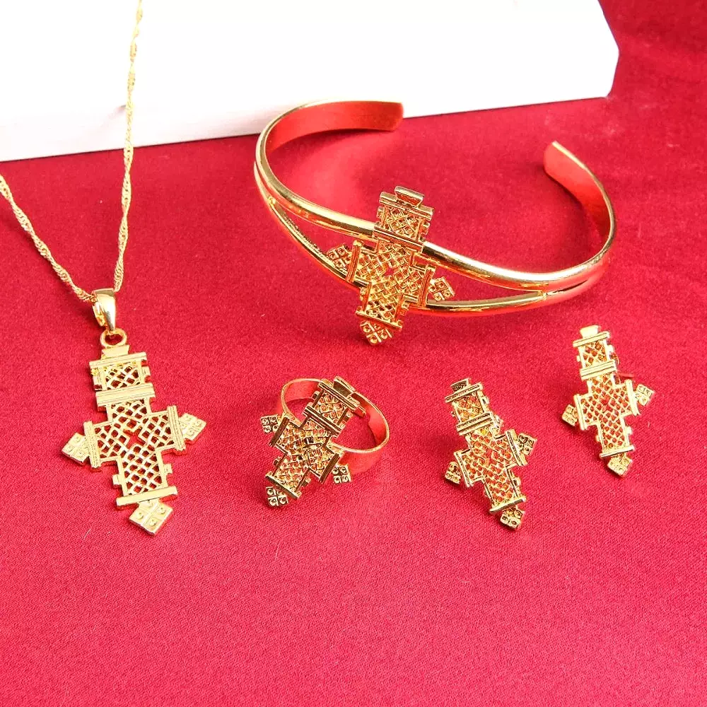 Trendy Ethiopian Eritrea Habesha Jewelry Cross Sets S2519330