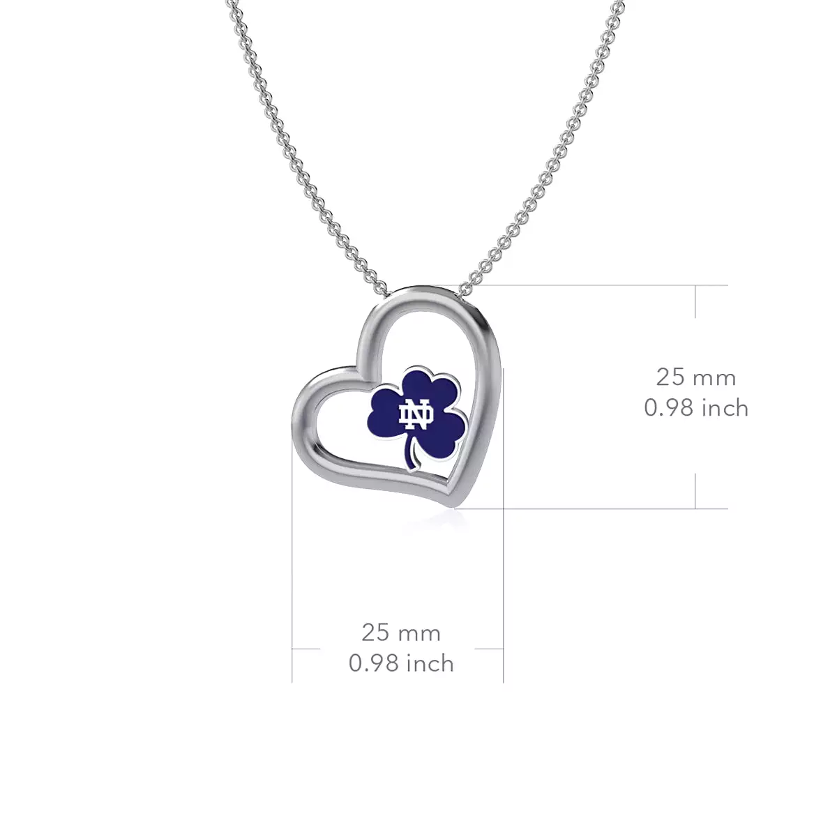 University of Notre Dame Shamrock Heart Necklace - Enamel