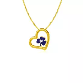 University of Notre Dame Shamrock Heart Necklace - Gold Plated Enamel