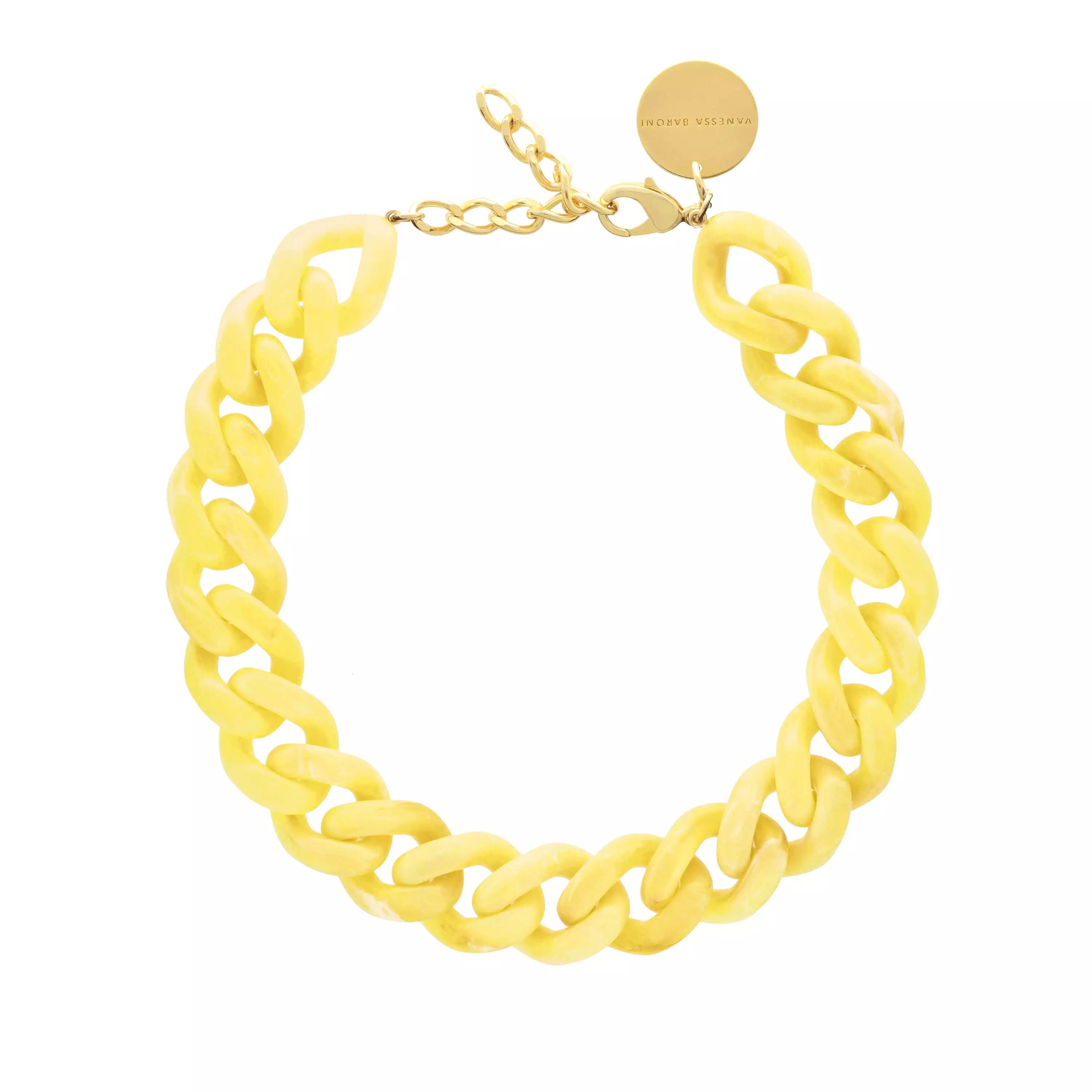 Vanessa Baroni Flat Chain Yellow Marble Necklace