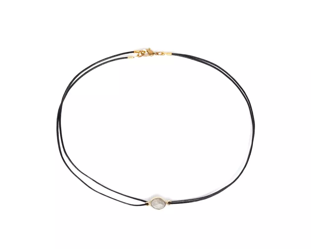 Vanessa Mooney The Maiden Moonstone Double Leather Choker - Gold