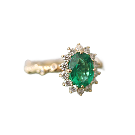 Victorian Style Emerald Engagement Ring