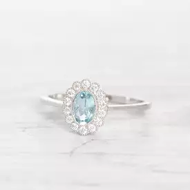 Vintage Style 0.37 Carat Aquamarine and Diamond Cluster