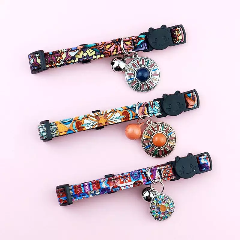 Vintage Style Cat Collar Personalized Pendant With Bell Adjustable Pet Puppy Necklace Fashions Dress Up Cat Accessories