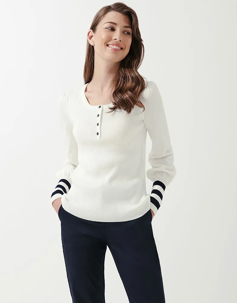 Women's Henley Knitted Long Sleeve Top from Crew Clothing Company