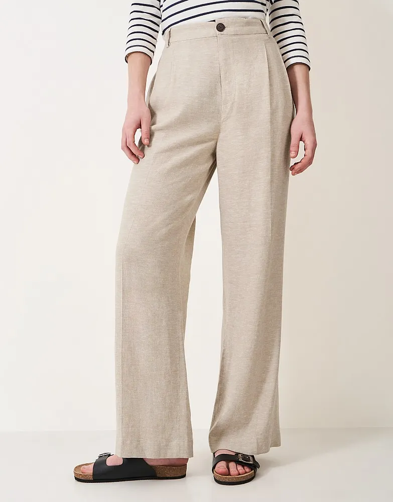 Women's  Linen Blend Wide Leg Trouser from Crew Clothing Company